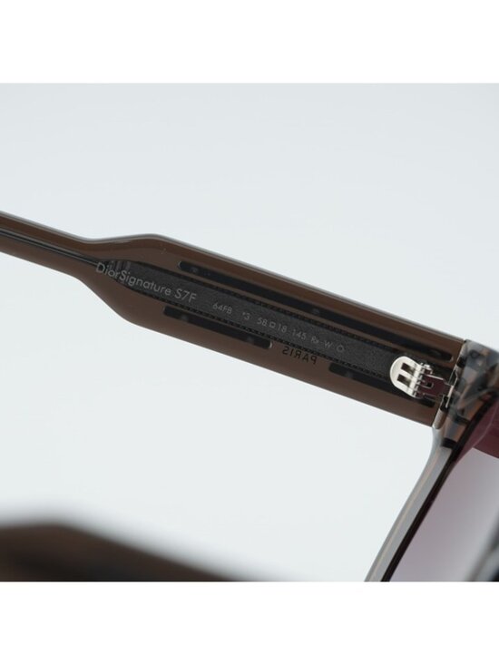 Dior DIORSIGNATURE S7F 64FB Sunglasses Shiny Brown Square Frame, Bordeaux Lenses main image 5